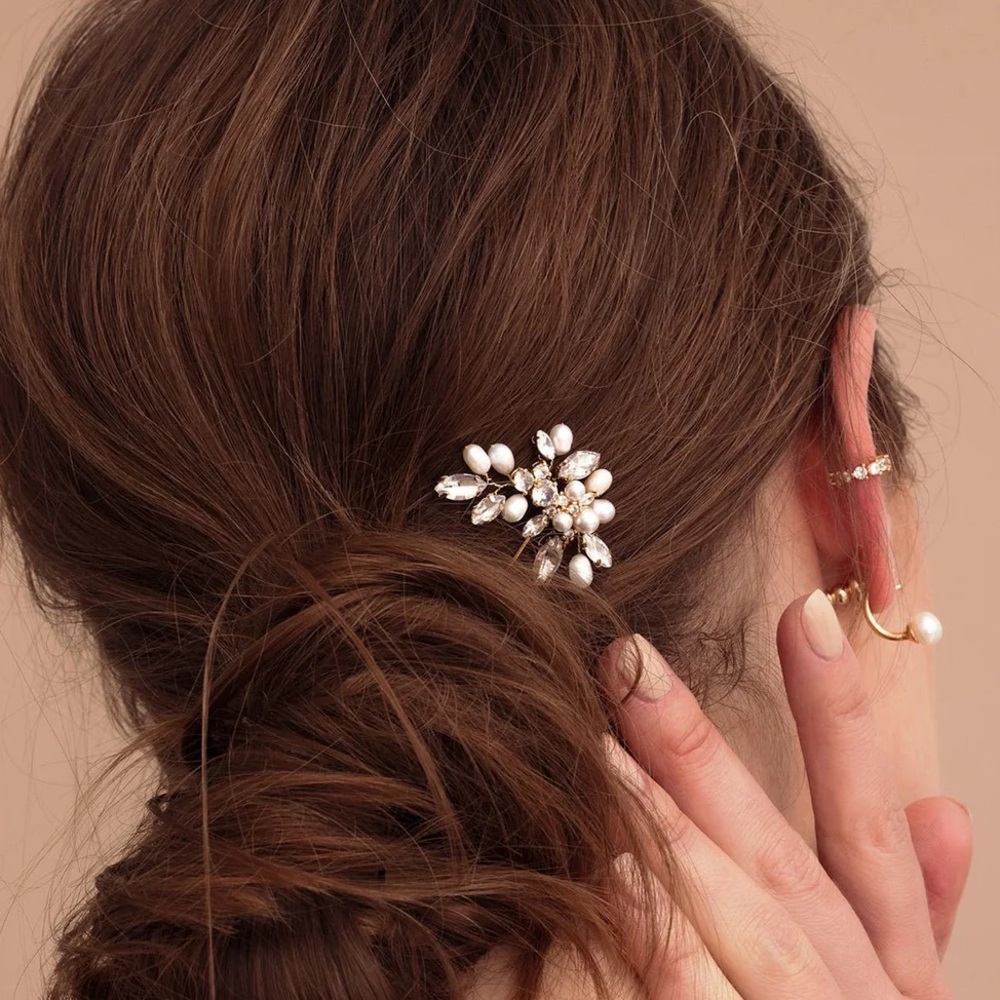 Olive & Piper Zoe Hair Pin, Gold/Pearl/Crystal